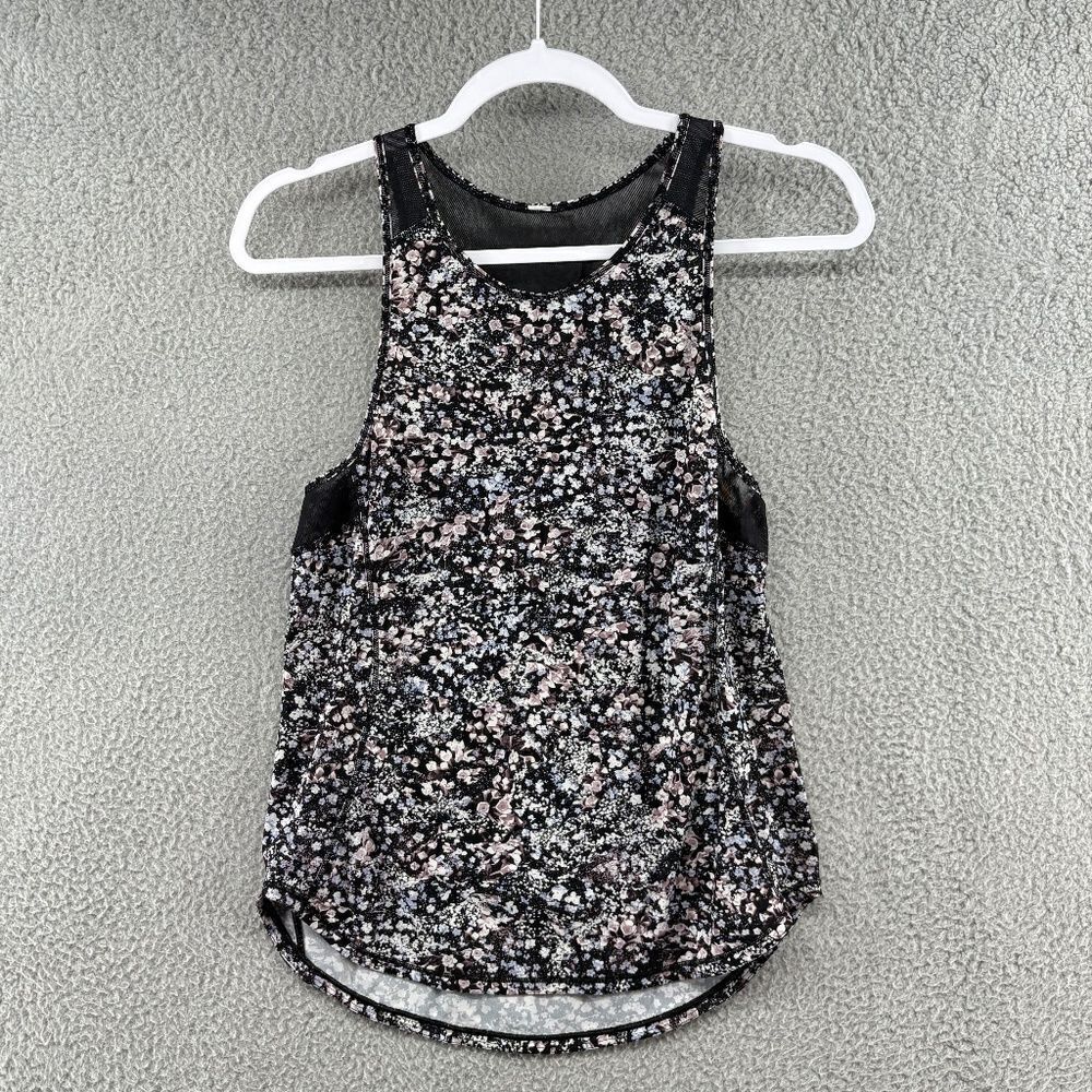 Lululemon Sculpt Tank Top Size 2 Multicolor Floral Classic Stretch Sports Logo
